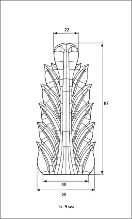 Вертикальный мебельный декор SY 1065 схематичное изображение с указанием размеров.