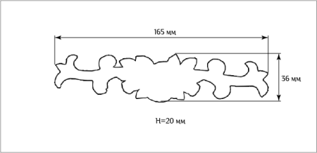 Декоративный элемент для мебели SY 11211 схематичное изображение с указанием размеров.