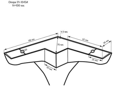 Мебельная опора SY 1045 схематичное изображение с указанием размеров