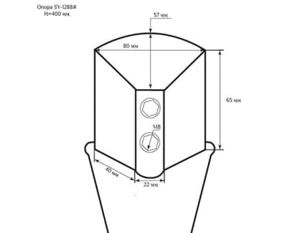 Мебельная опора SY 1288 схематичное изображение с указанием размеров.