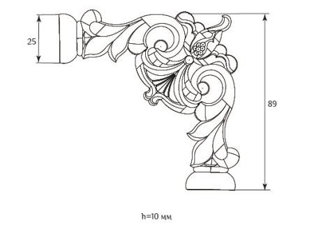 Декоративный элемент для мебели SY 0883 схематичное изображение с указанием размеров.