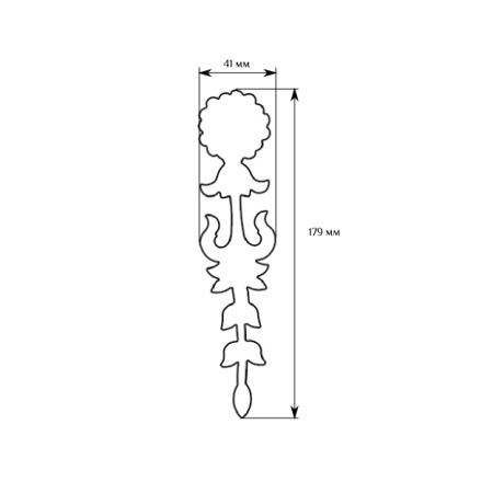 Вертикальный мебельный декор SY 0962 схематичное изображение с указанием размеров.