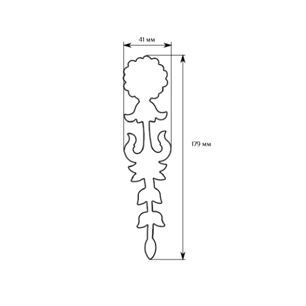 Вертикальный мебельный декор SY 0962 схематичное изображение с указанием размеров.