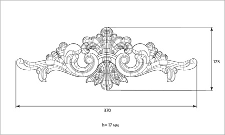 Декоративный элемент для мебели SY 1060 схематичное изображение с указанием размеров.