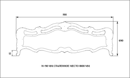 Рама для спинки кровати SY 77006 схематичное изображение с указанием размеров.