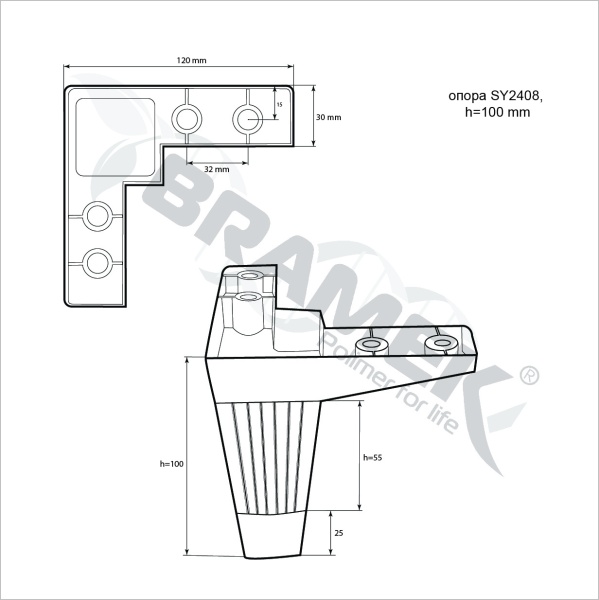Схема с размером опора 2408 GG