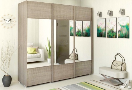 Мебель с врезным кантом пвх 017B BK9509 - пример использования. Шкаф-купе цвет дуб крафт серый.