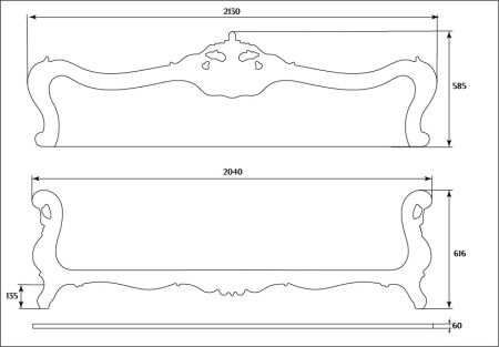 Декоративные накладки для мягкой мебели SF 003 схематичное изображение с указанием размеров.