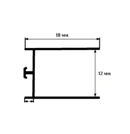 Профиль торцевой TH12 BK111 белый схематичное изображение с указанием размеров.