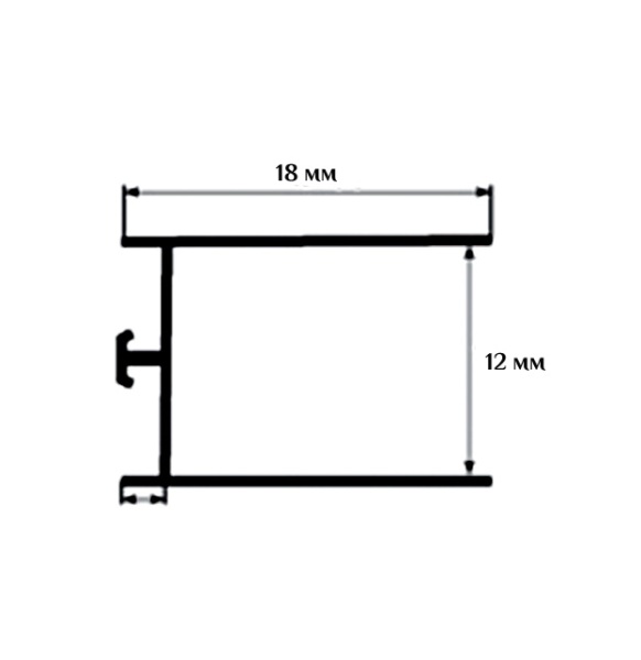 Профиль торцевой TH12 BK111 белый схематичное изображение с указанием размеров.