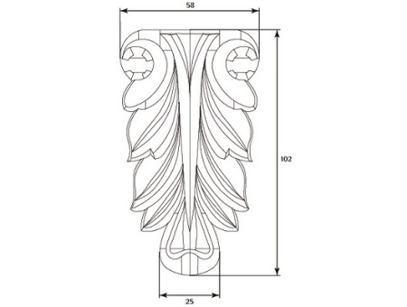 Вертикальный декор для мебели SY 0703-2 схематичное изображение с указанием размеров.