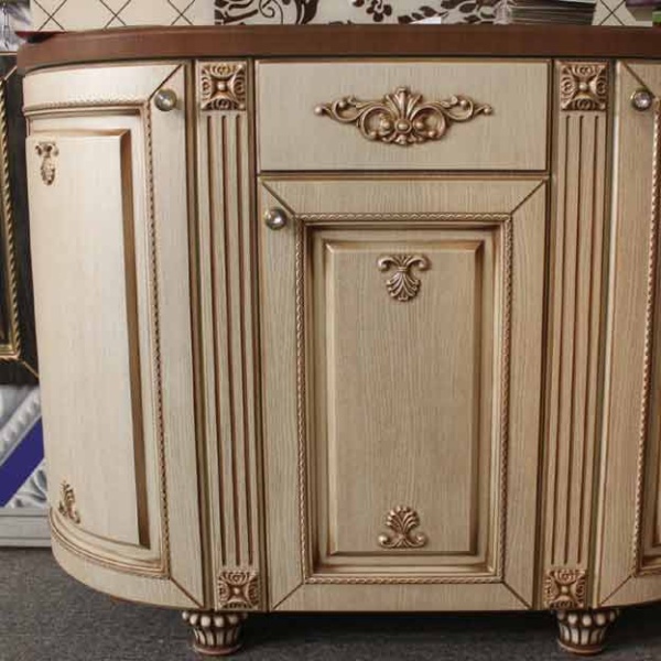 Декоративная розетка из ПВХ SY 11168 для мебели - пример использования. Декорирование тумбы.