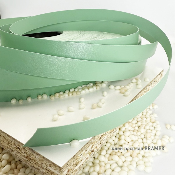 кромка пвх зеленый пастельный 0,4х19 мм тиснение шагрень
