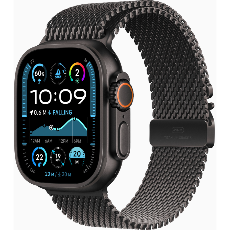 Купить Apple Watch Ultra 2 (2024) GPS + Cellular, 49mm Steel Milanese Loop Black, Black Titanium Case в Москве