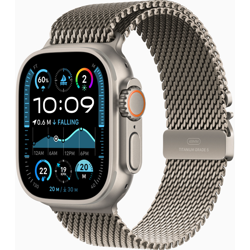Купить Apple Watch Ultra 2 (2024) GPS + Cellular, 49mm Steel Milanese Loop Natural, Natural Titanium Case в Москве