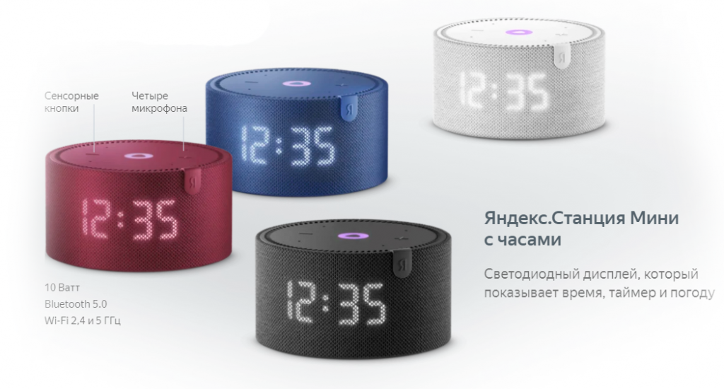 Яндекс Станция мини с часами