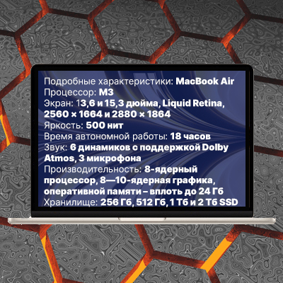 Изображение характеристик Apple MacBook Air M3