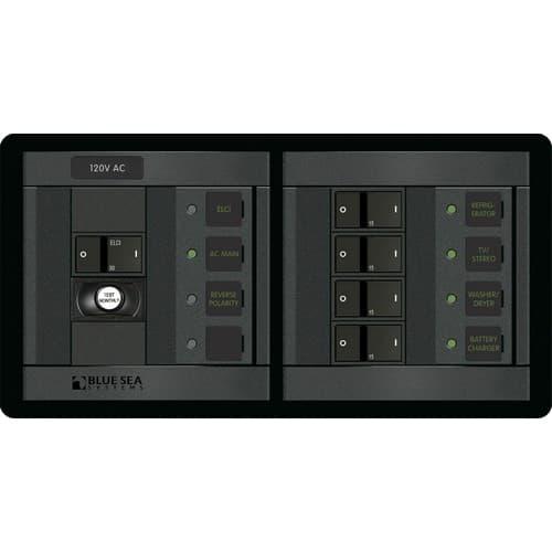 Blue Sea Systems, 1193, ELCI Main 30A Double Pole + 4 Positions Horizontal