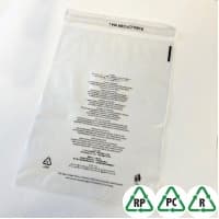 35mu Clear LDPE Bags PWN 254 x 305 + 40mm Lip Perm SAS - Qty 100 