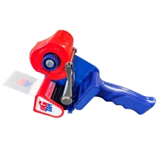 Packaging Tape Dispenser - Big Tape for 50mm & 76mm core, 66m/150m Tape, Noise Reducing Arm, Red/Blue - Qty 1