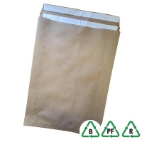 Natural Kraft Paper 1 Ply Side gusset Mailer - 100gsm - 340 × 90 x 480 + 80mm Lip - 2 x Perm SAS