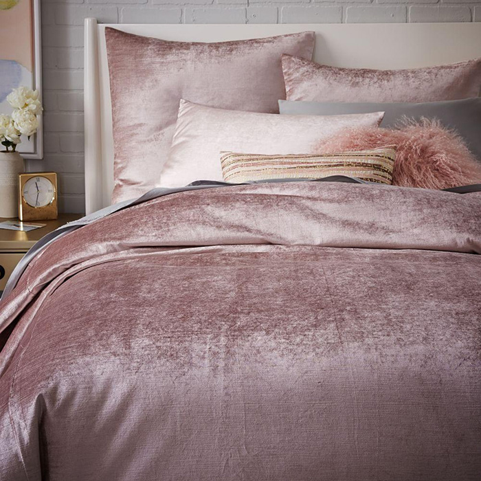 luster velvet duvet cover shams dusty blush b1899 z