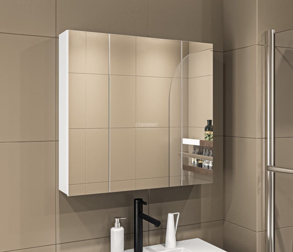 Шкаф 3х дверный с зеркалом Люкс СБ-3153 Белый