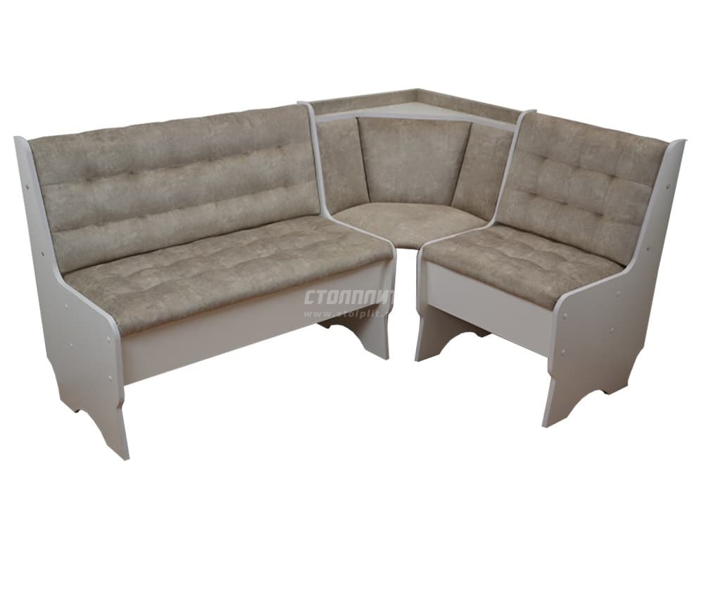 Угловая скамья Аленка 26 белый/велюр бежевый 1 категория