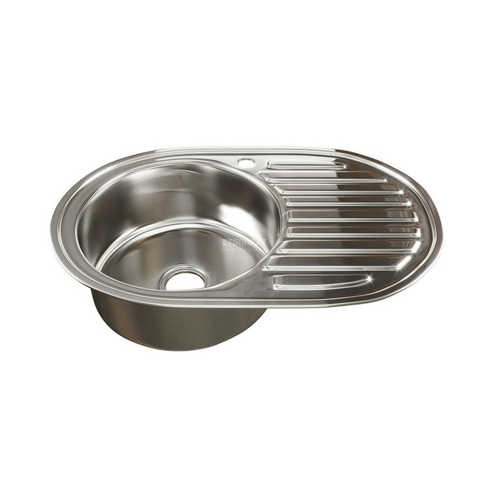 Мойка овал 50х77 (0,8) лев, с сифоном