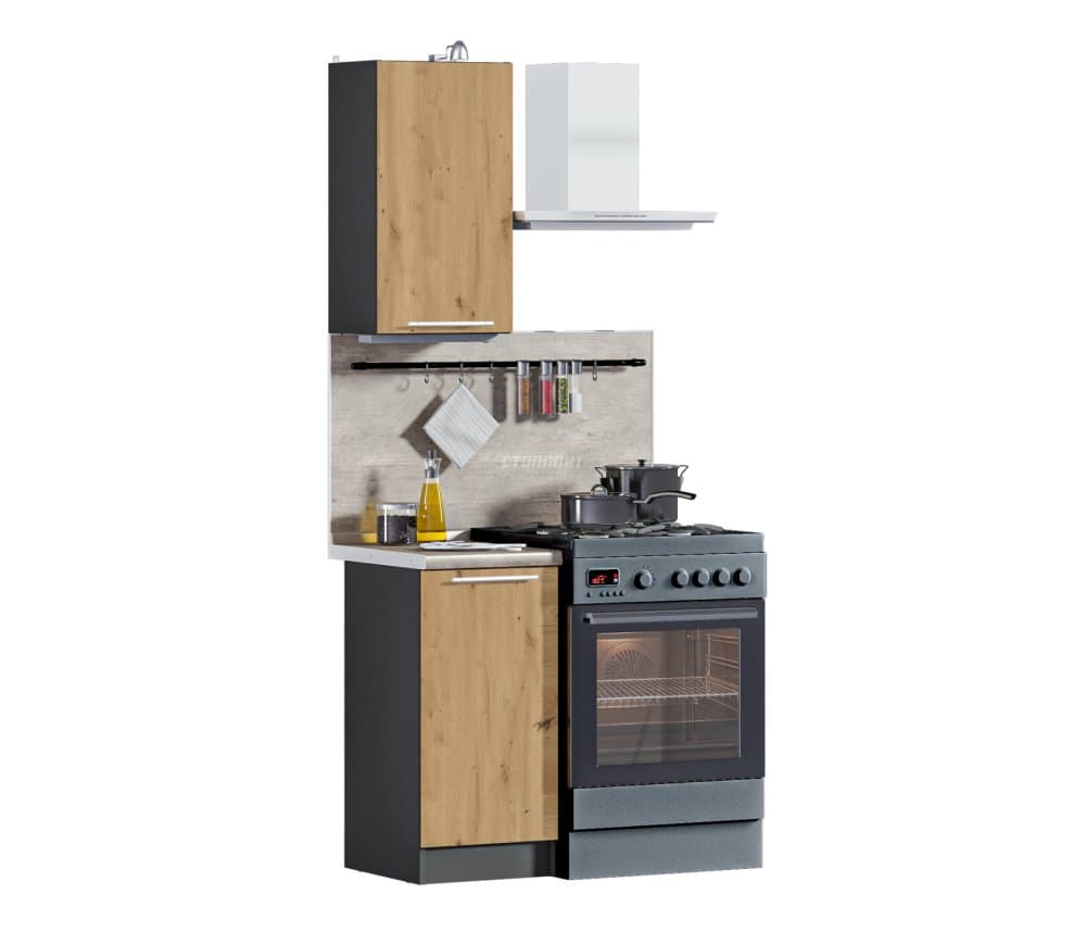 Кухонный гарнитур Ангелина-40 Диамант серый/Дуб дикий