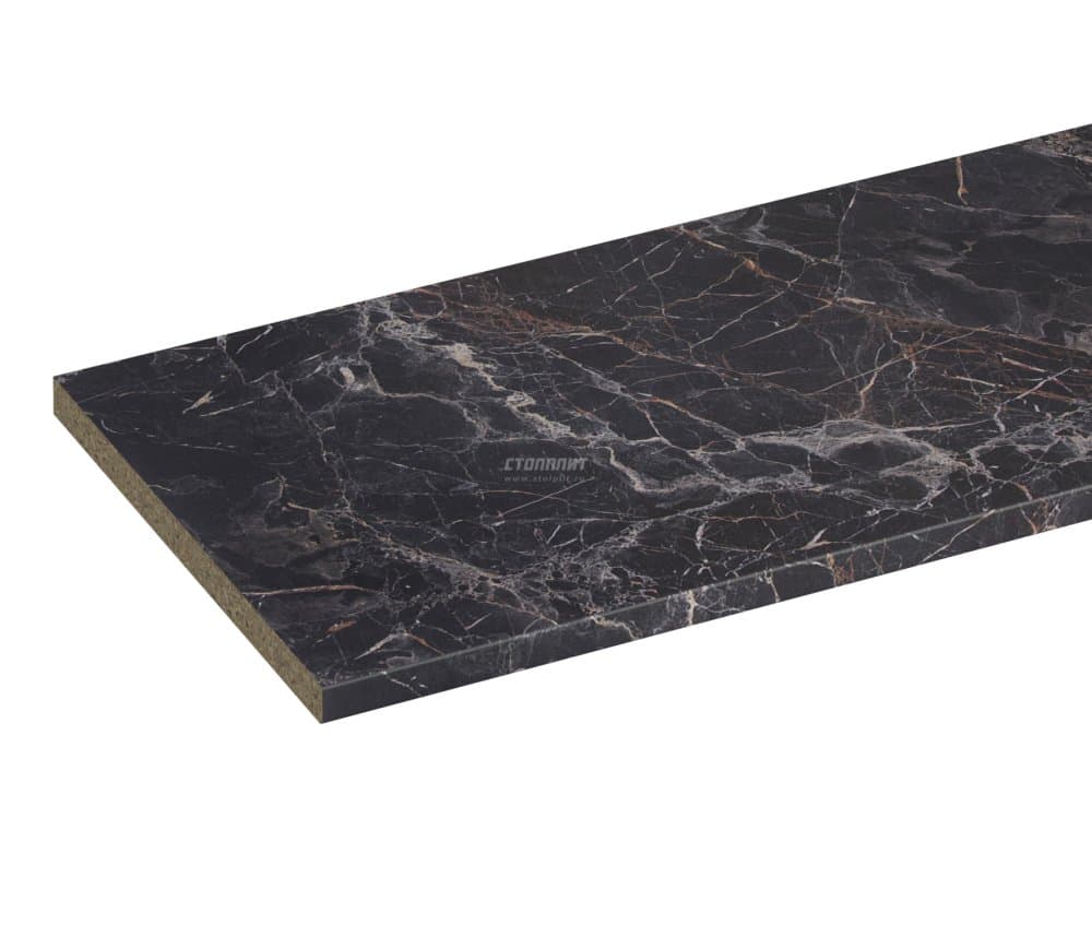 Столешница 38*3050*600 Мрамор марквина черный глянец