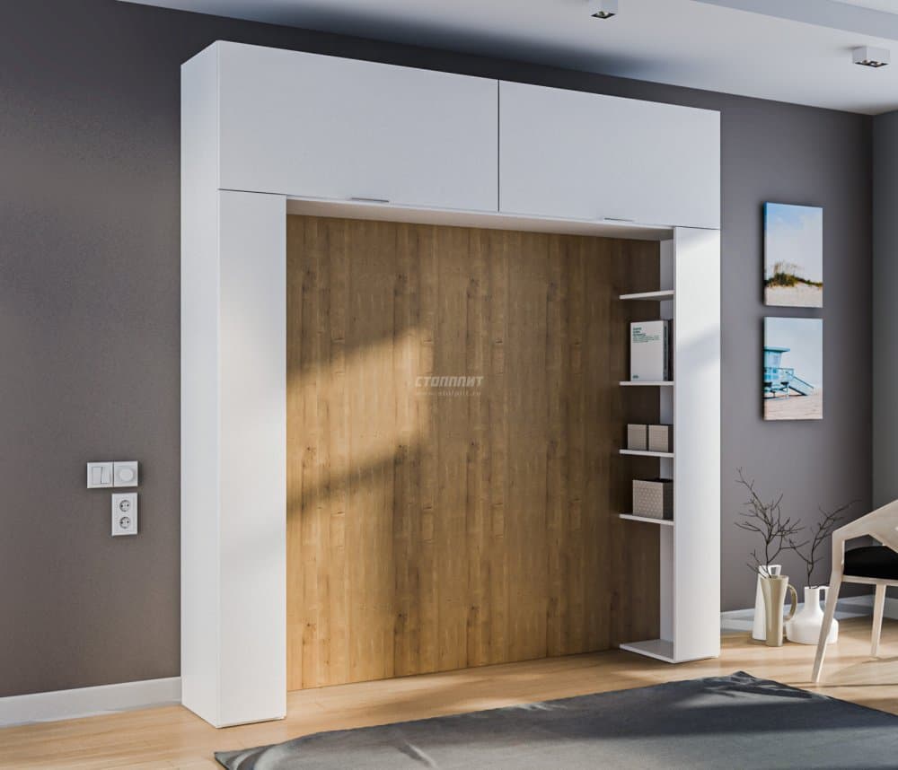 Мальта СБ-3266 Секция для кровати Белый,Дуб Гамильтон/МДФ Белый