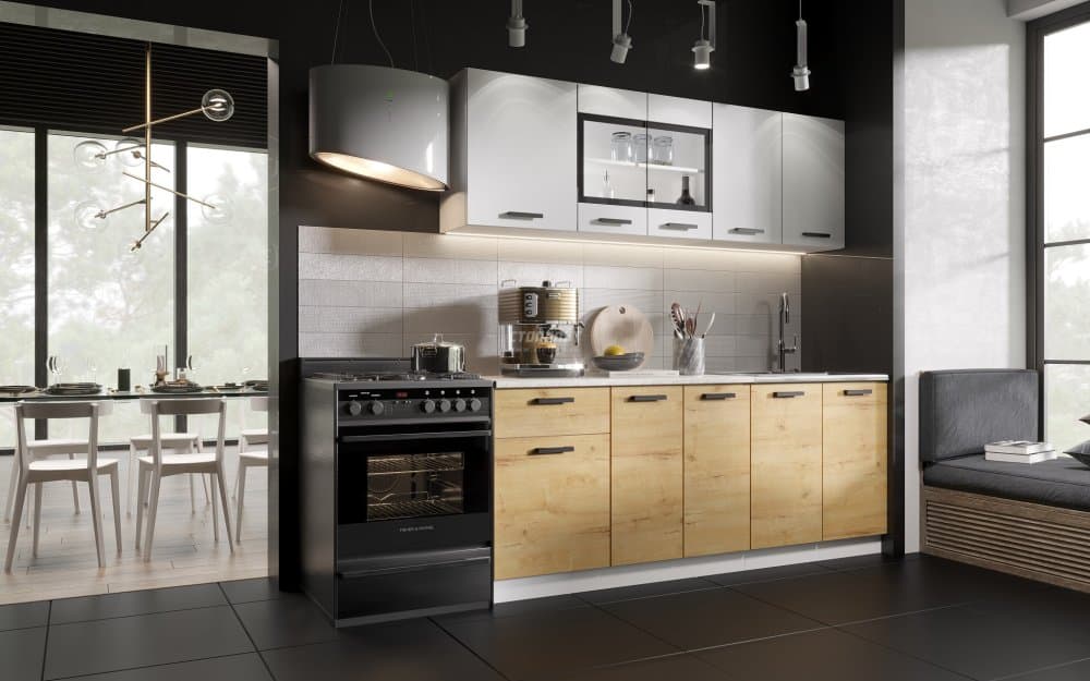 Кухня Хозяюшка Белый гладкий/Дуб Вотан 2,0м