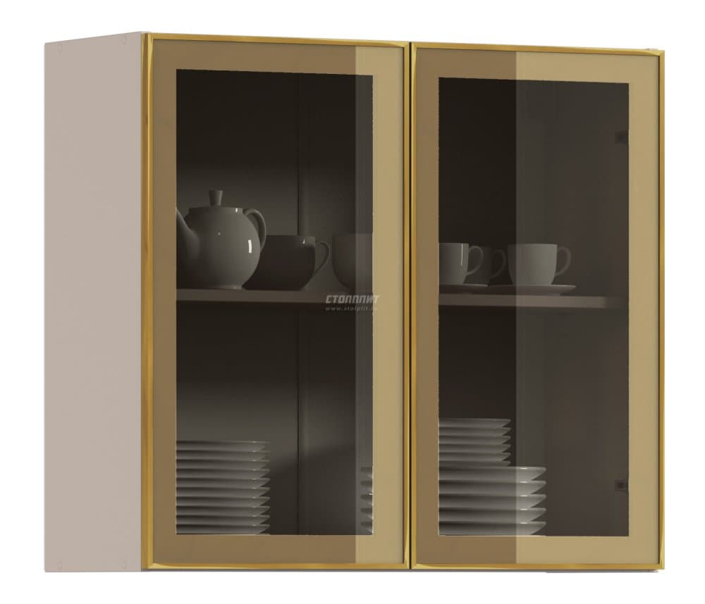 Навесной шкаф Регина РП-80 (Песочный/Витрина Золото)