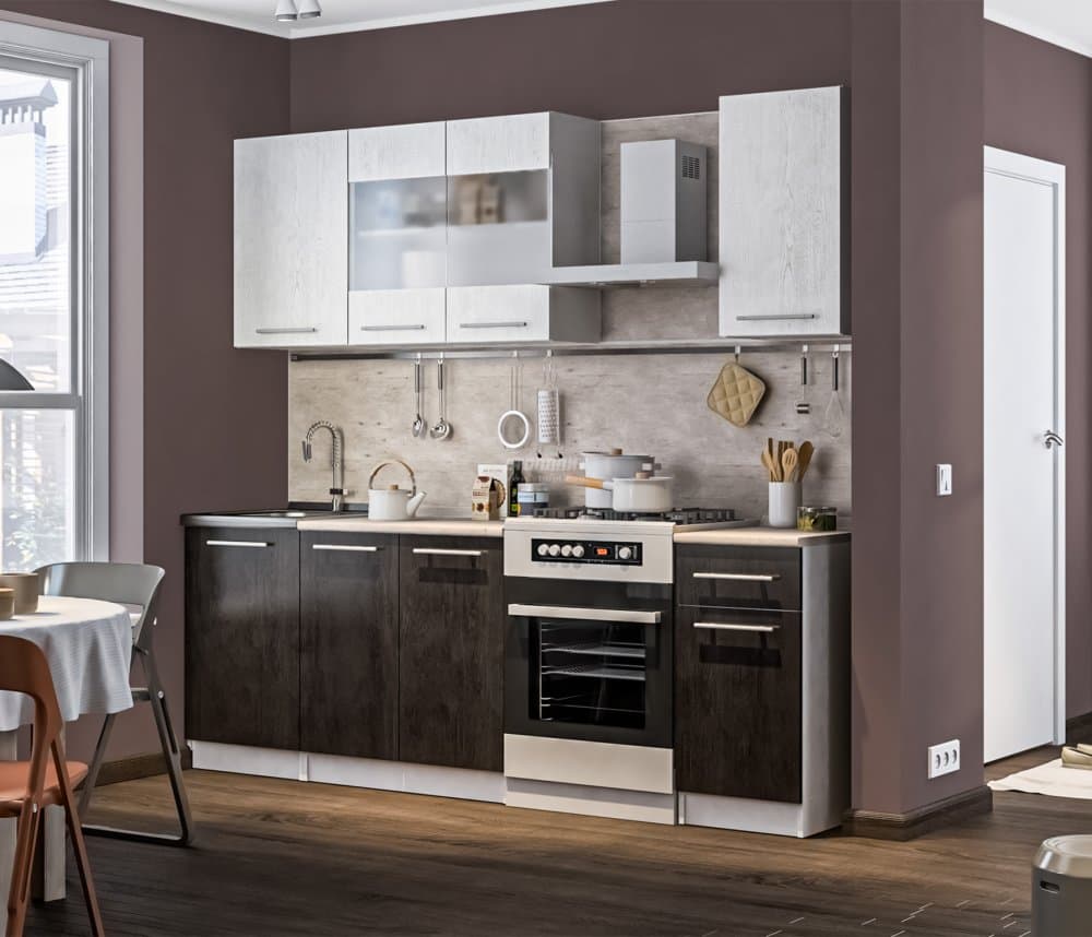 Кухонный гарнитур Элен Белый/Дуб Планк,Дуб Мажор/МетрополитанR5 1,7 м