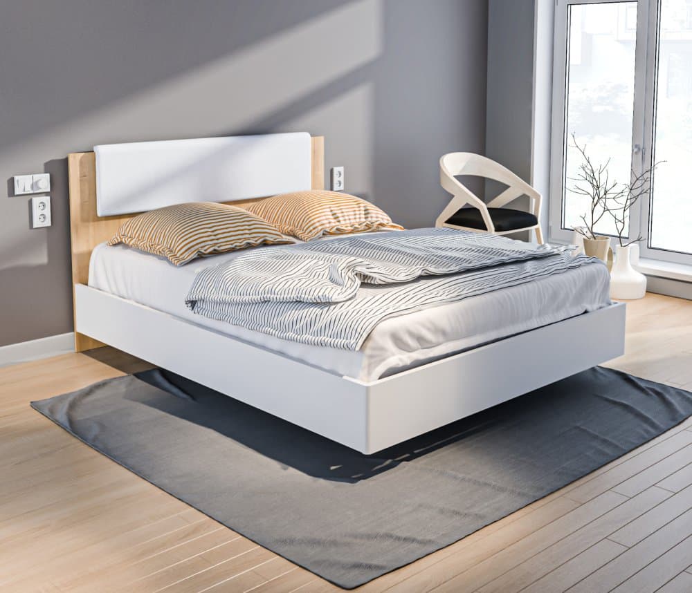 Кровать с подъемным механизмом (1600) Мальта СБ-3269/1 Белый,Дуб Гамильтон