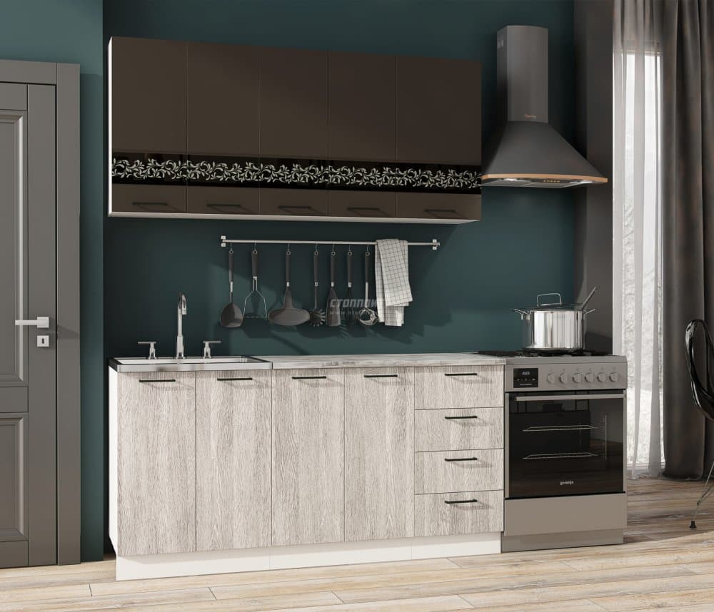 Кухня Милена 1,6 м Смоки софт/Вяз МДФ