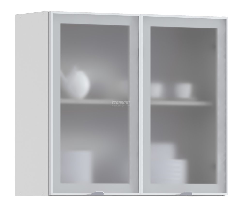 Регина РП-80 Полка Белый/Витрина алюминий Белый глянец/стекло Сатин