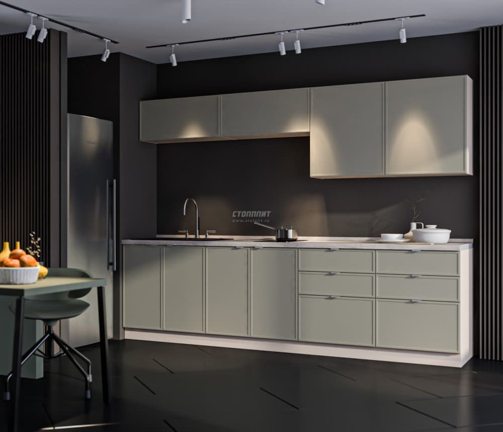 Кухонный гарнитур Регина Квадро Песочный / Латте 2,8 м