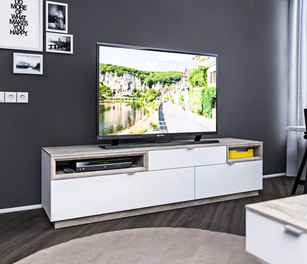 Тумба ТВ NAGOS СБ-3037 Белый Бриллиант,Дуб Риббек/Белый Бриллиант