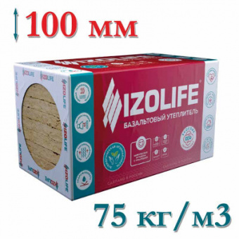 Утеплитель для вентилируемого фасада IZOLIFE ВЕНТ ЭКСТРА 100мм (2,88м2) плотность 75кг/м3