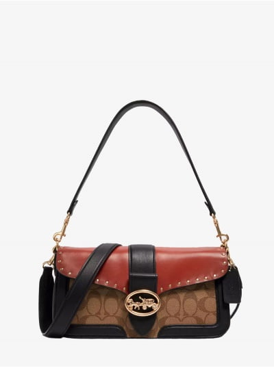 Сумка COACH Georgie Shoulder Bag C5605 In Colorblock Signature Canvas With Rivets Small