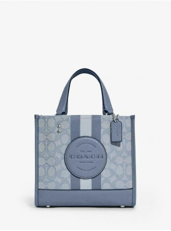 Сумка COACH Dempsey Tote Bag In Blocked Signature Canvas With Varsity Stripe Small