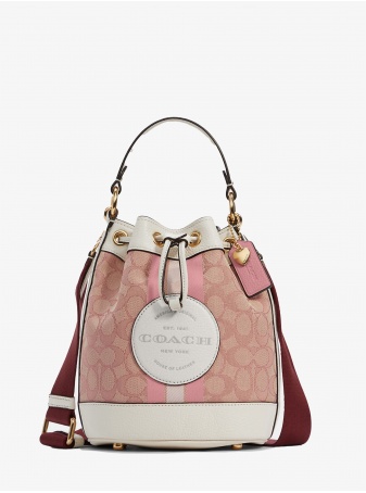 Сумка COACH Dempsey Bucket Bag 19 C7964 In Signature Jacquard With Coach Patch And Heart Charm Medium