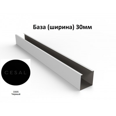 Кубообразный реечный потолок Cesal C-дизайн 3305 Черный матовый ширина 4000х30/27