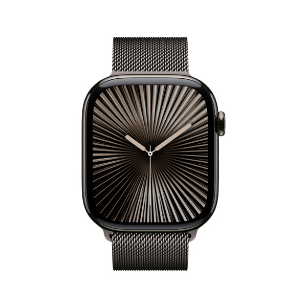 Apple Watch 10 46mm, титан, черный, миланская черная петля S/M