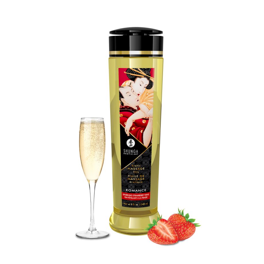 Shunga масло массажное для тела с ароматом Шампанского и клубники, 240 мл.