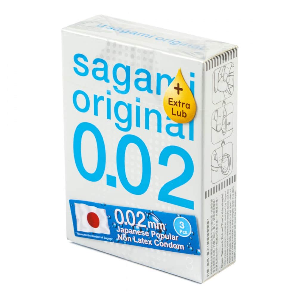 Sagami Original 0.02 Extra Lub с увеличенным количеством смазки - 3 шт.