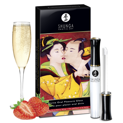 Shunga возбуждающий блеск для губ со вкусом Клубники и шампанское, 10 мл.