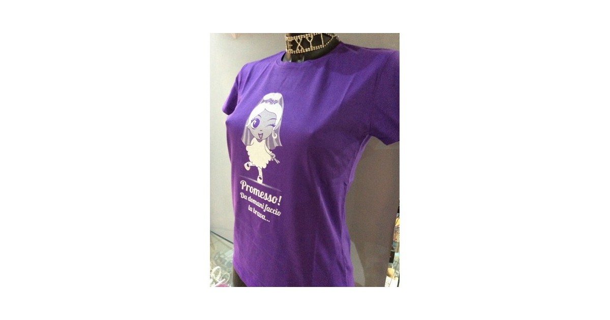 scherzi per lei-TAGLIA XL  T-Shirt VIOLA addio al nubilato sposa con velo-LaChatte.it